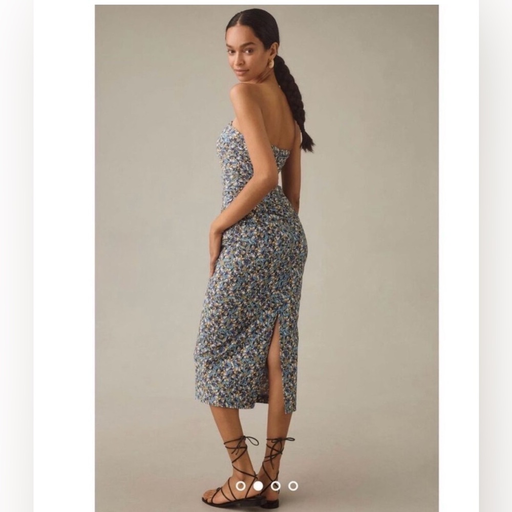NWT Anthro Soleil Slim Strapless RuchedDress: Magic Fabric Edition, size L